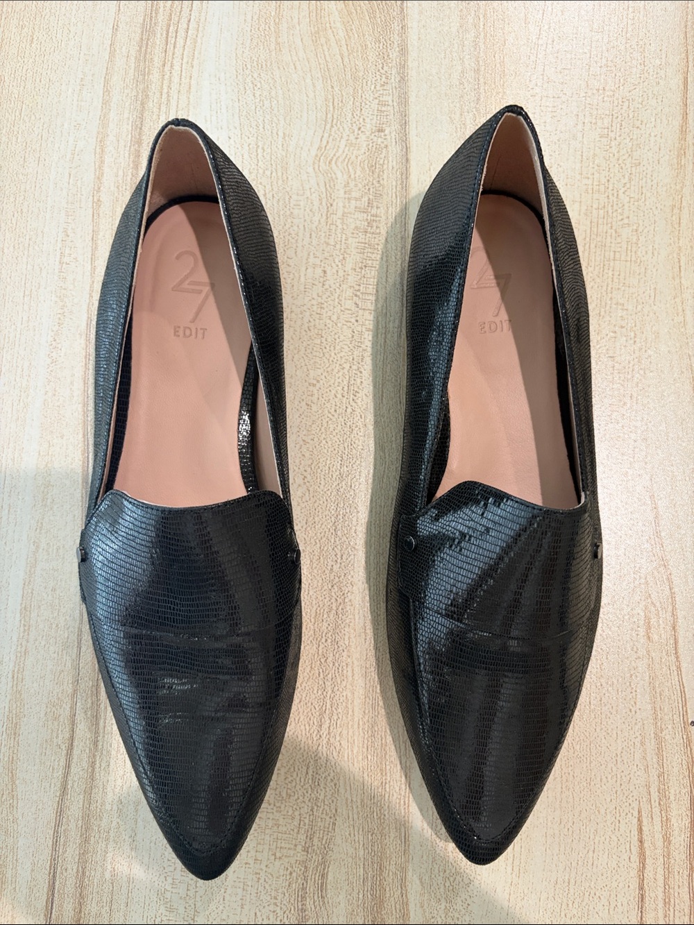 27 EDIT Black Pointed Loafers for Women